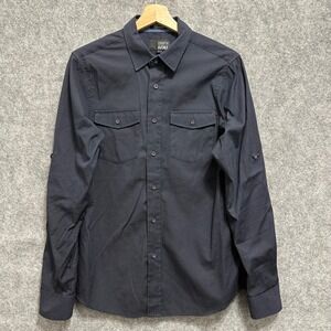 Eighth Avenue Button Down Shirt‎ Mens Small Navy Textured Long Sleeve Work